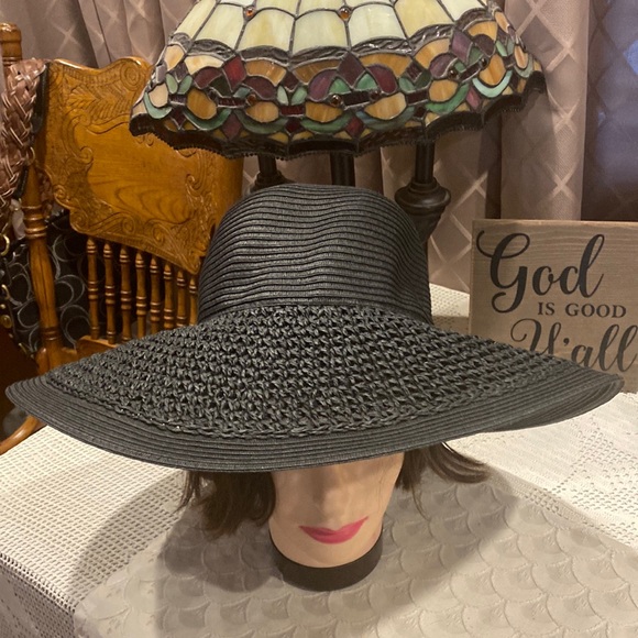 J. Crew Accessories - J. Crew Black Straw Floppy Hat - NWT